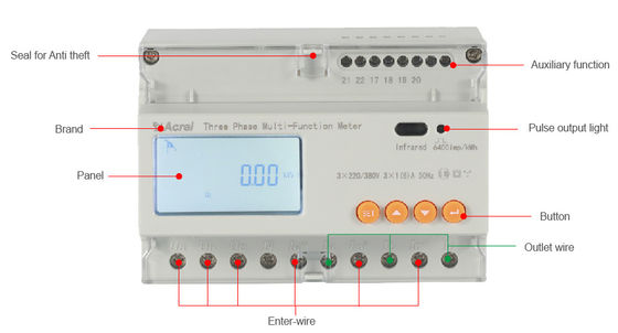 AC220V 45~65HZ Dual Tariff Electricity Meter Acrel 300286 DTSD1352-KC